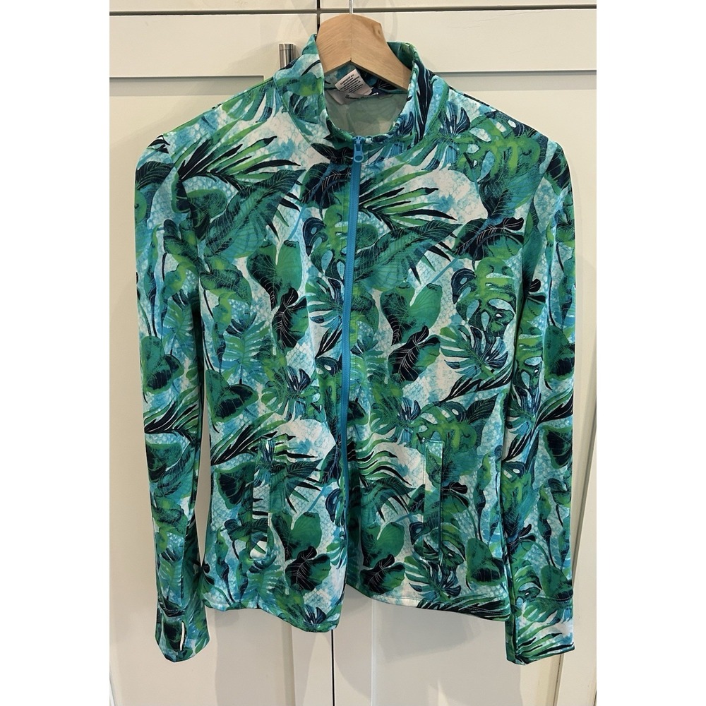 Tommy Bahama Active Azure Lagoon M Long Sleeve Mock Neck Full Zip Golf sunwear